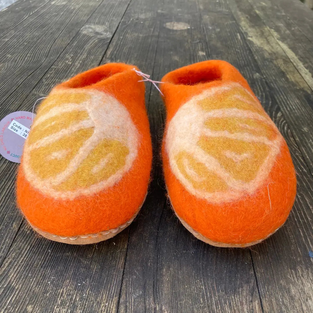 Aperol Orangen Slippers Filz Pantoffel