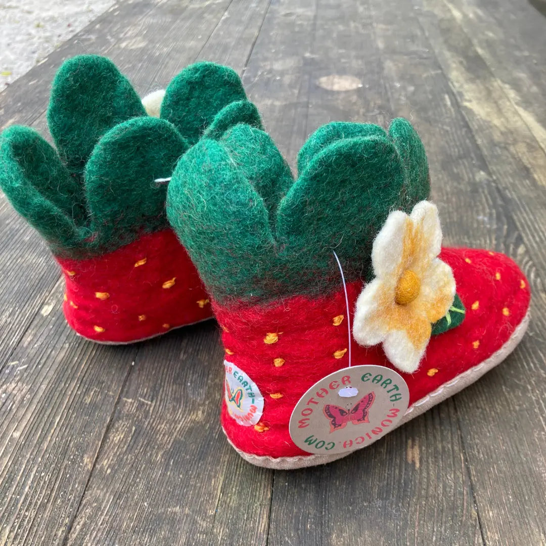 Erdbeer Filz Pantoffeln Boots für Kinder