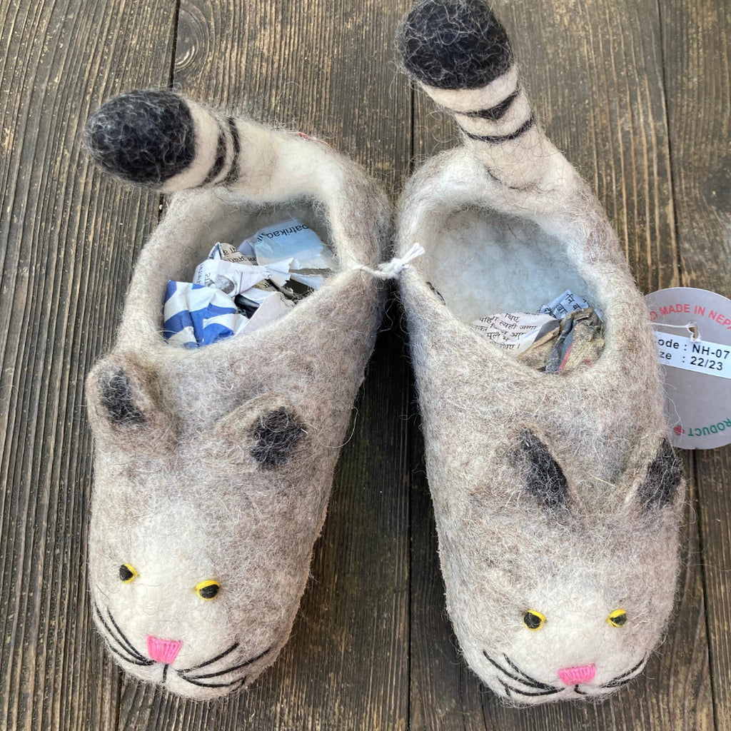 Katzen Filzpantoffel für Kinder