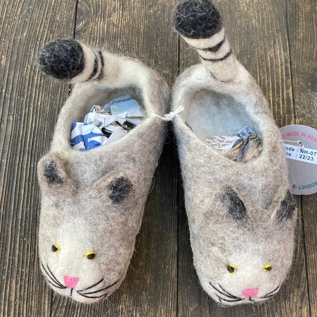 Katzen Filzpantoffel für Kinder