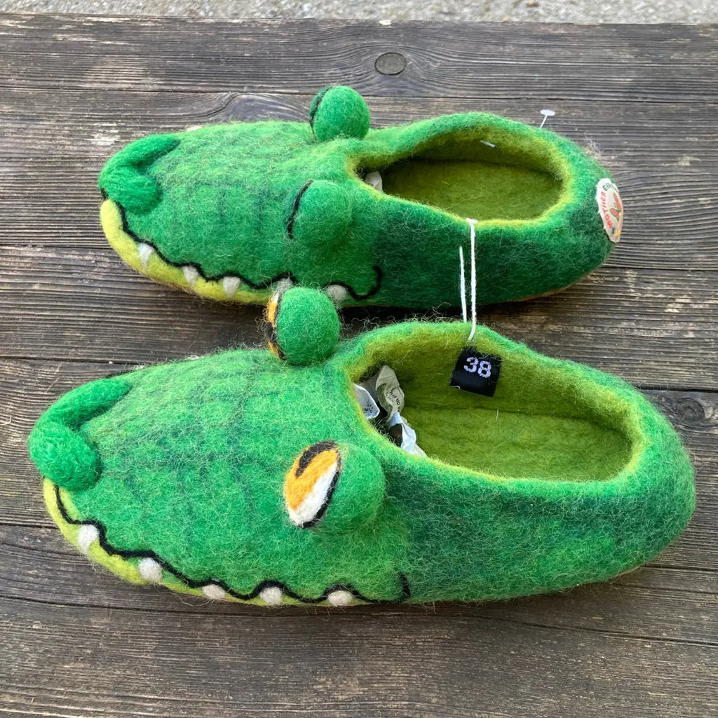 Krokodil Filzpantoffeln