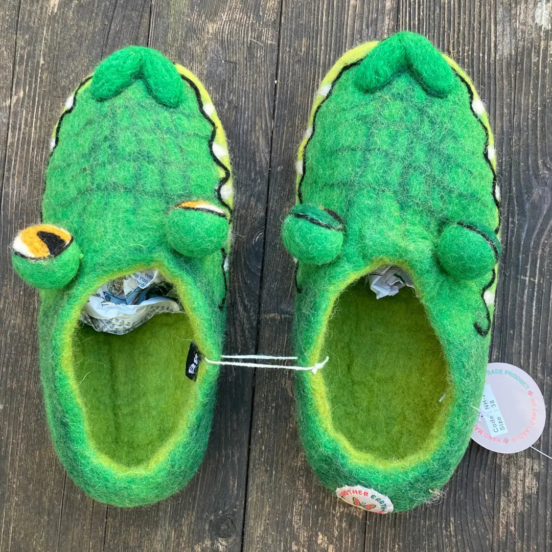 Krokodil Filzpantoffeln