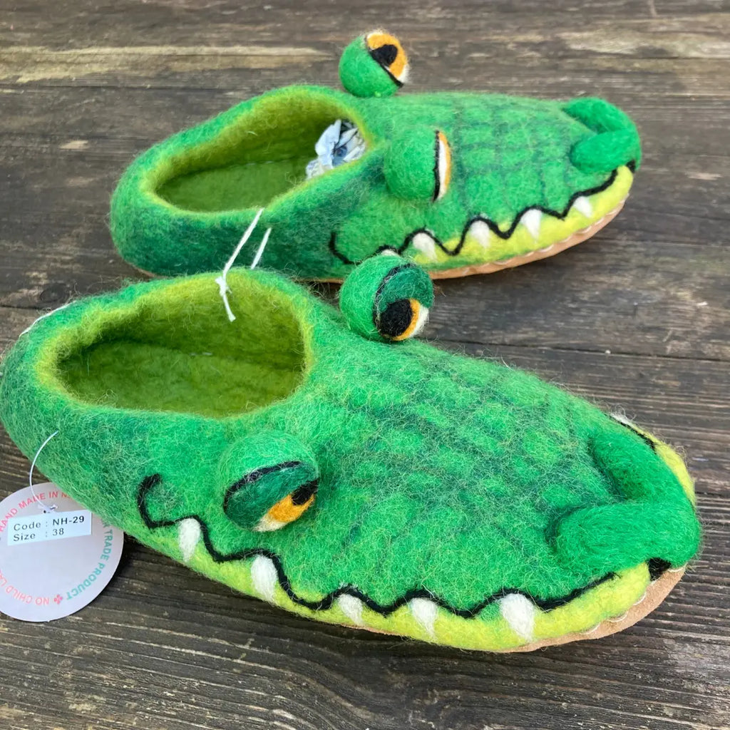 Krokodil Filzpantoffeln