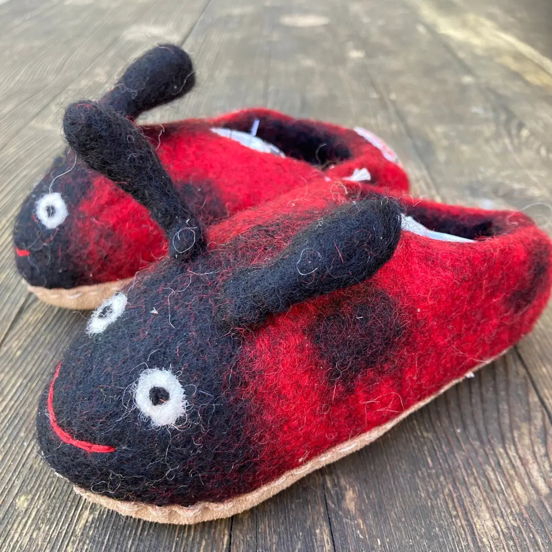 Marienkäfer Filzpantoffeln