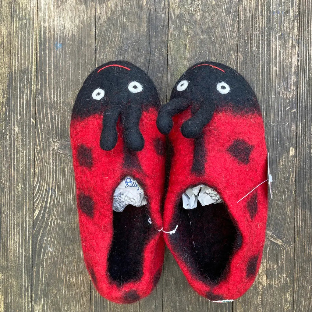 Marienkäfer Filzpantoffeln
