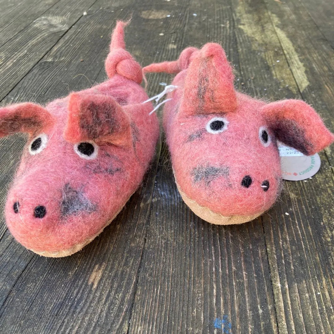 Schweinchen Filzpantoffeln für Kinder
