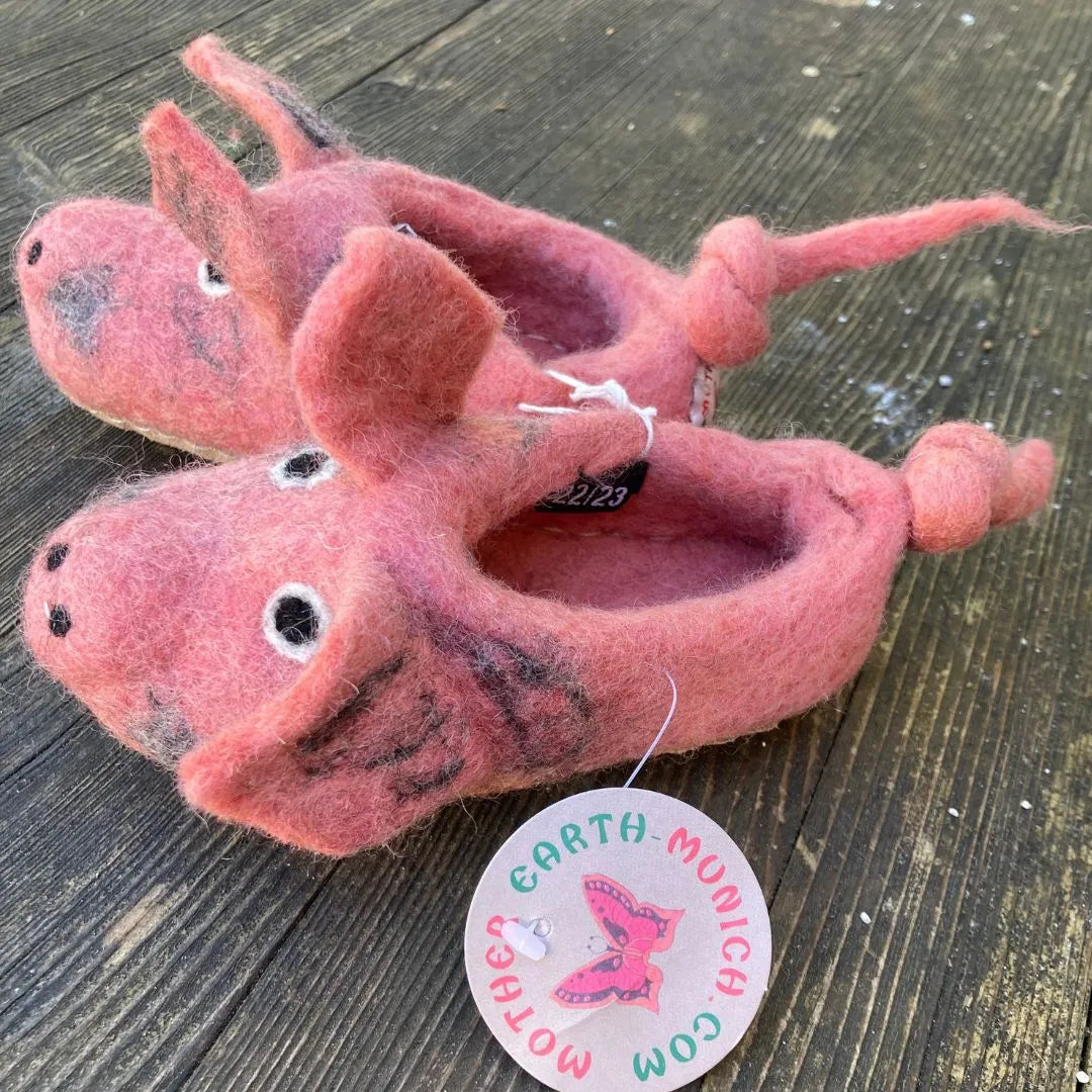 Schweinchen Filzpantoffeln für Kinder