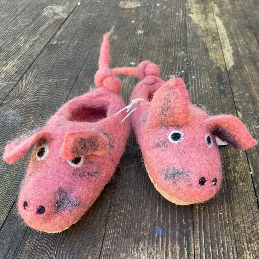 Schweinchen Filzpantoffeln für Kinder