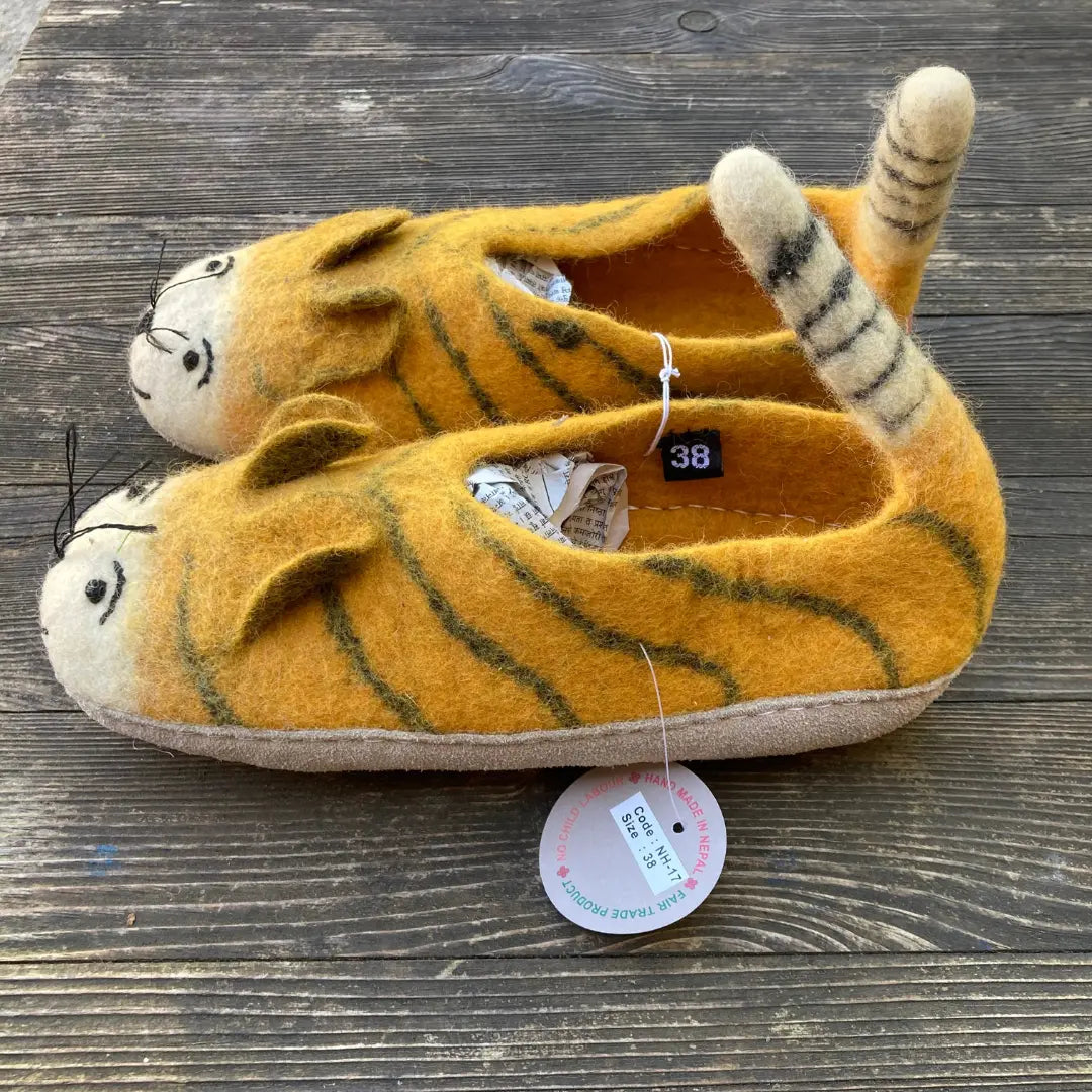 Gelb Tiger Filzpantoffeln für Kinder