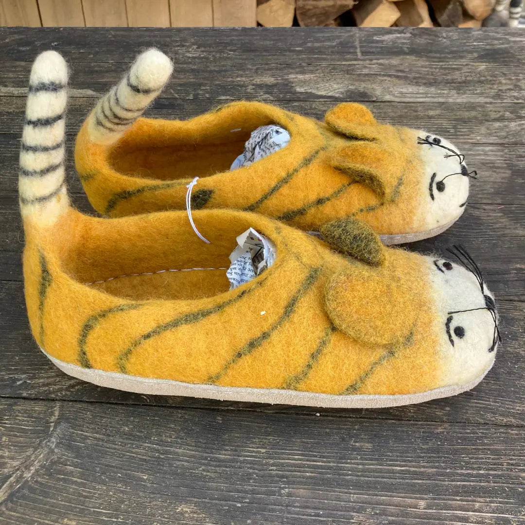 Gelb Tiger Filzpantoffeln für Kinder