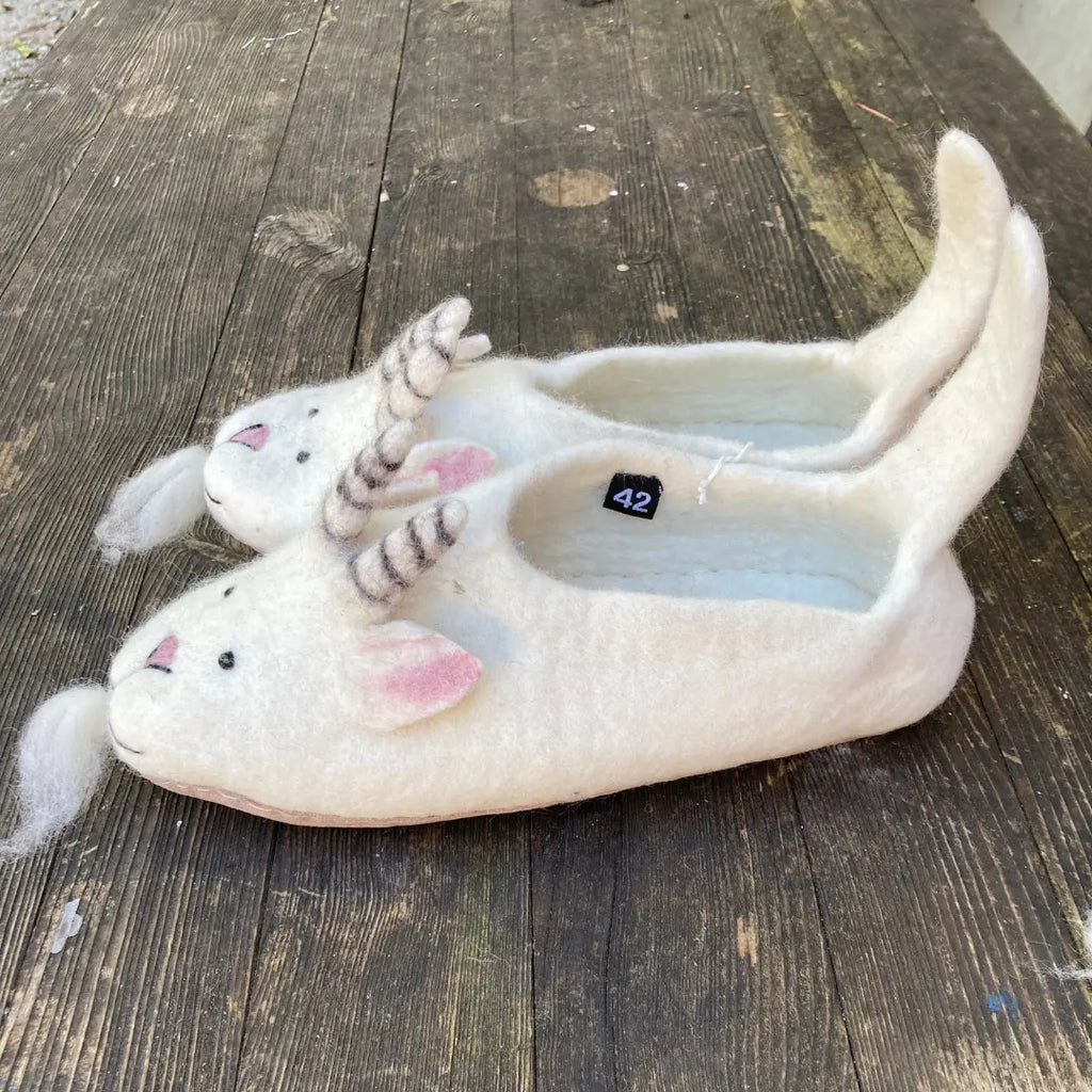 Ziegen Weiß Filzpantoffeln für Kinder