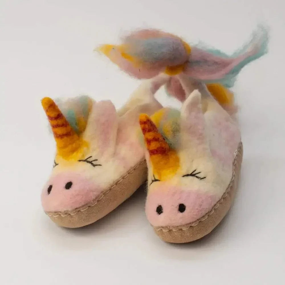 Einhorn - Hausschuhe aus Filz - handgemacht - für Kinder