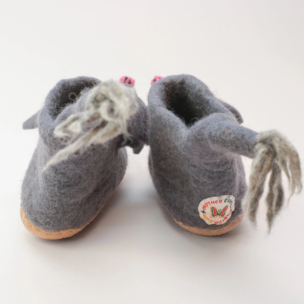 Elefant Filzpantoffeln Boots Kinder von Mausschuh by Motherearth Munich Ansicht Hinten