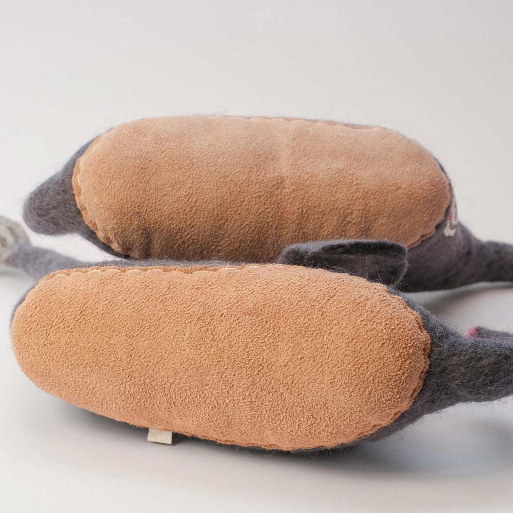 Elefant Filzpantoffeln Boots Kinder von Mausschuh by Motherearth Munich Ansicht Unten Ledersohle