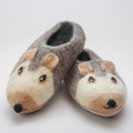 Igel - handgemachte Filzpantoffeln für Erwachsene, weiche Pantoffeln mit Tiergesicht, aus hochwertigem Wollfilz gefertigt.